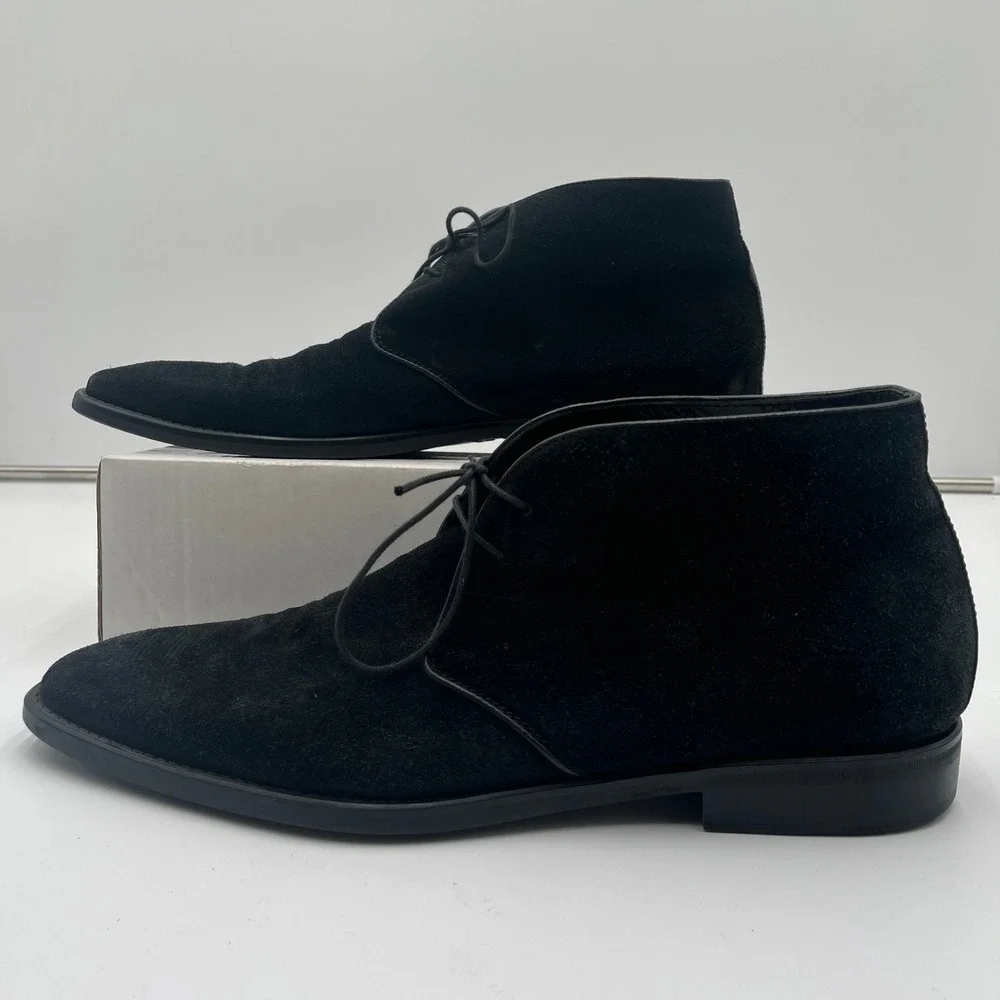 Donald J Pliner Bishop 23 Black Suede Lace-Up Chukka Boots Men's Size 14M‎
